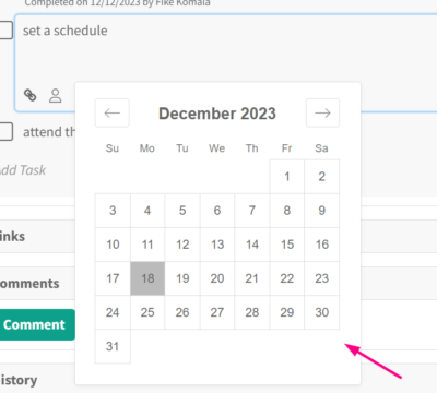 calendar dropdown