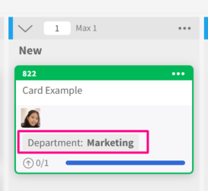 department custom field is visible on the board