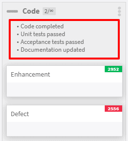 explicit agreement Code column - Kanban Zone