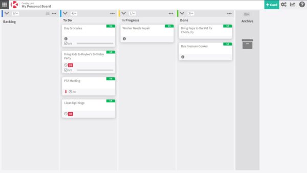 Example of a Personal Kanban Board