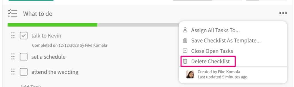 delete checklist