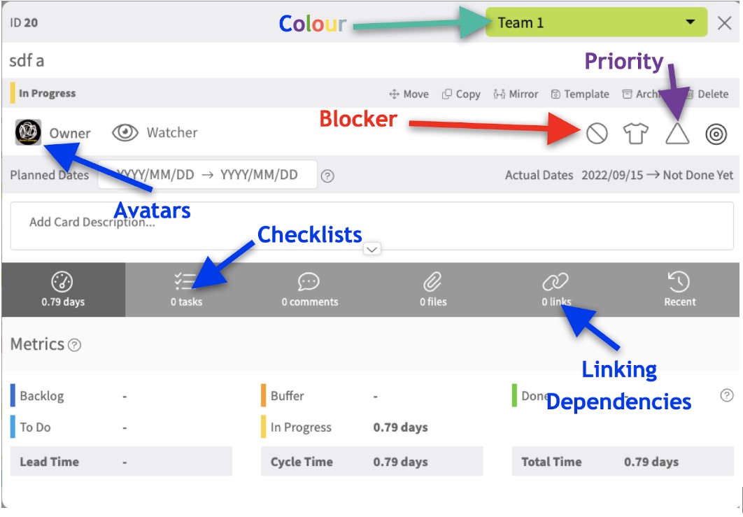 Kanban Zone Card Features