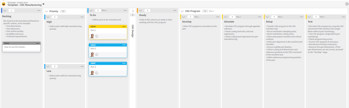 CNC manufacturing kanban board template - CNC design