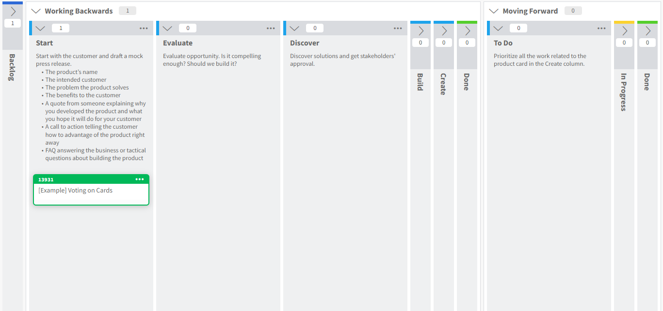 working backwards kanban template