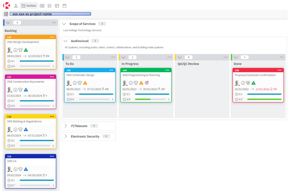 sample board for AEC technology project management