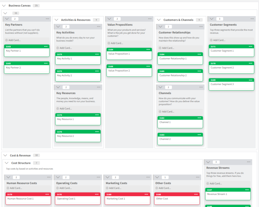 business model canvas board template