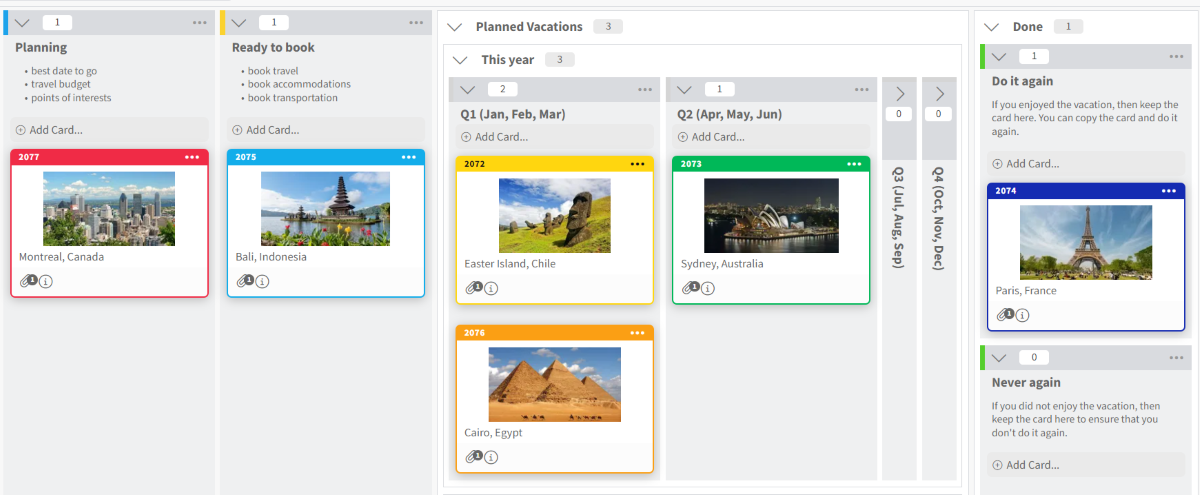 vacation planning board template