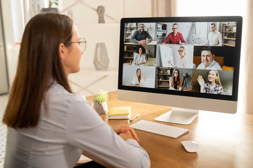 Video meeting with diverse group of people