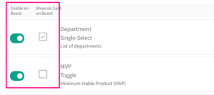 example of department and MVP custom fields