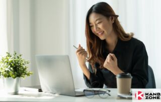 Young woman celebrating success