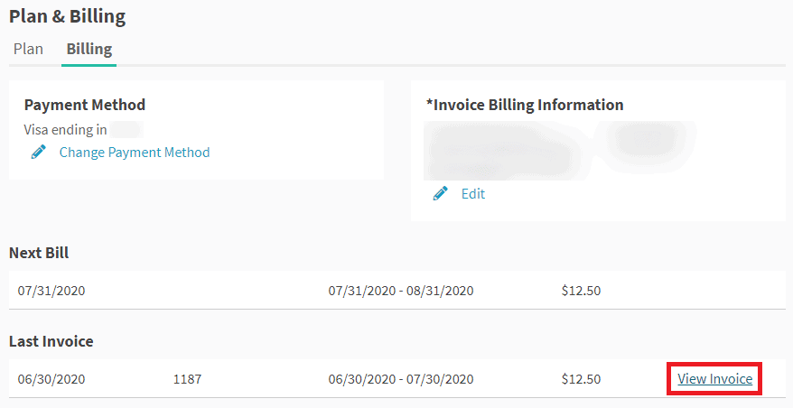 billing invoice screen