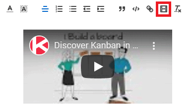embed videos on Kanban card descriptions