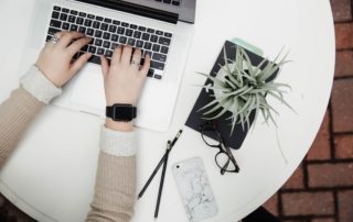 woman working on laptop