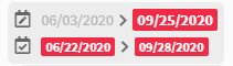 planned vs actual dates in card edit with red badges