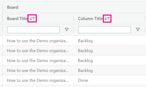 sort column