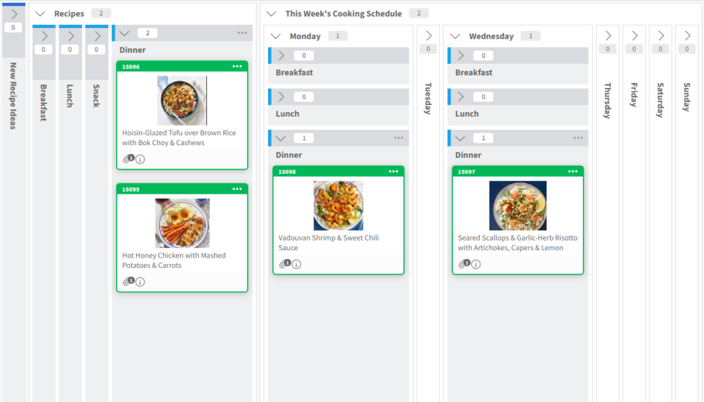 Kanban Zone Template for Meal Planning