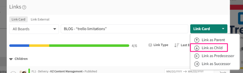 Trello Limitations - Card as a Child Card on Kanban Zone