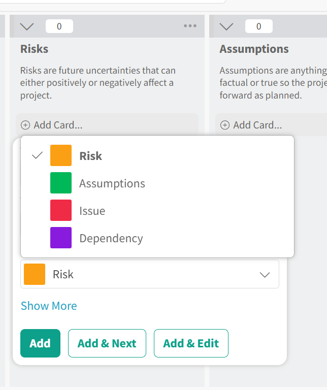 four predefined labels in raid log template