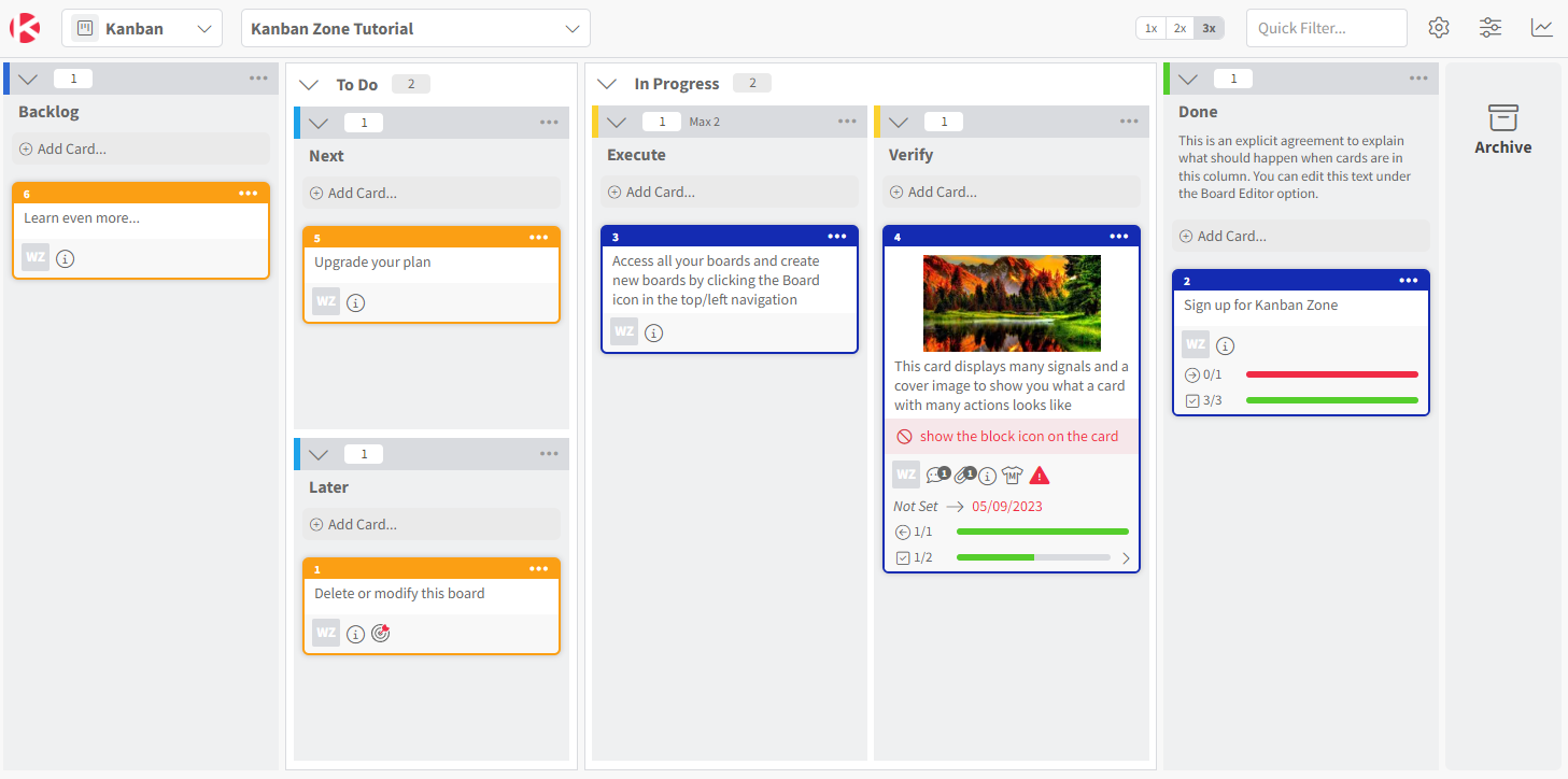 Work Zone - Kanban Screenshot