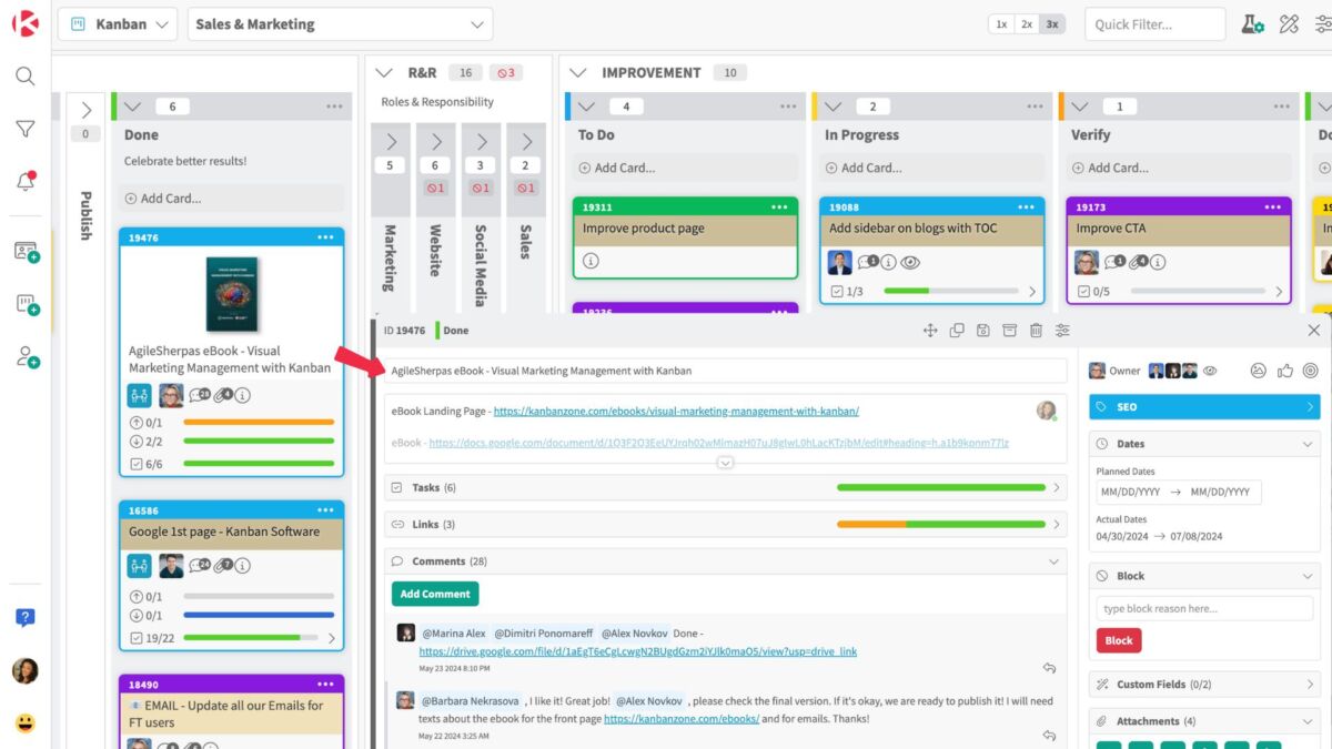 Kanban board for collaboration and task delegation