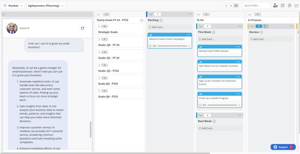 Aland AI in Kanban Zone 1